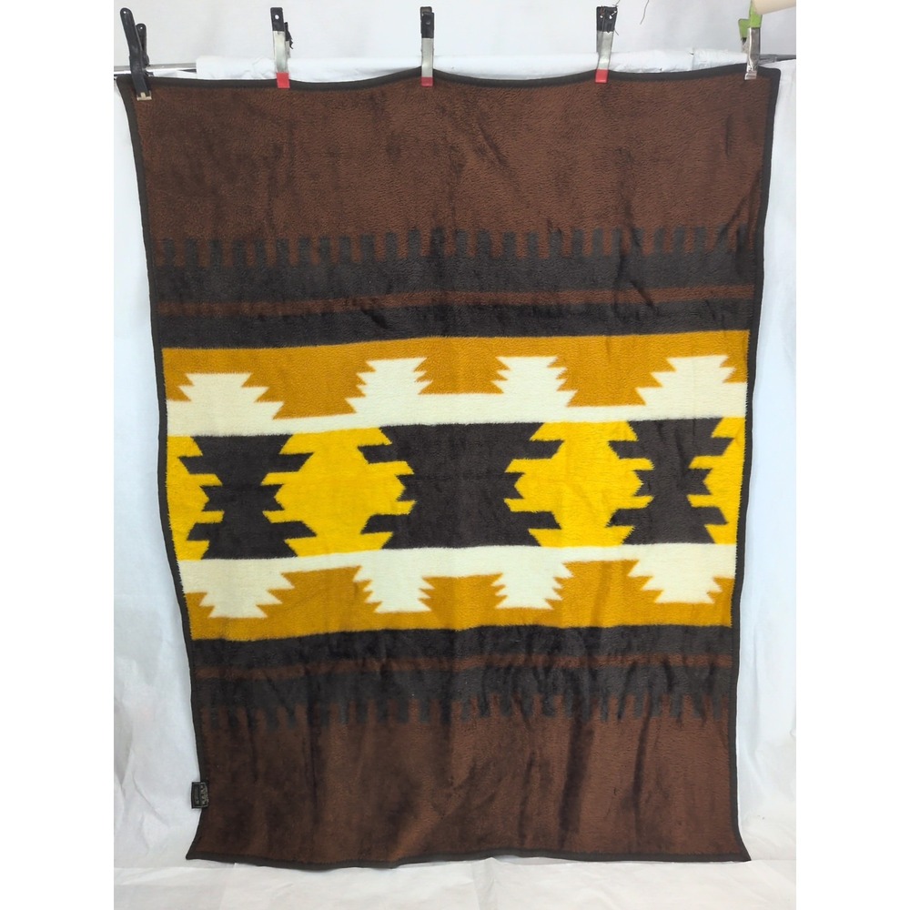 Vintage Beiderlack Blanket Aztec Colorful Reversible Southwest 54x70 Desert